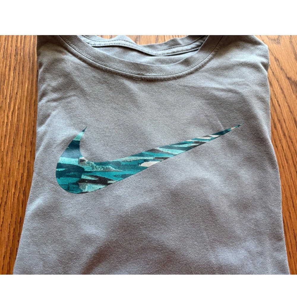 Nike Dri-FIT T-Shirt Kids L Grey Good Short Sleeve Graphic Logo Tee - Picture 5 of 6